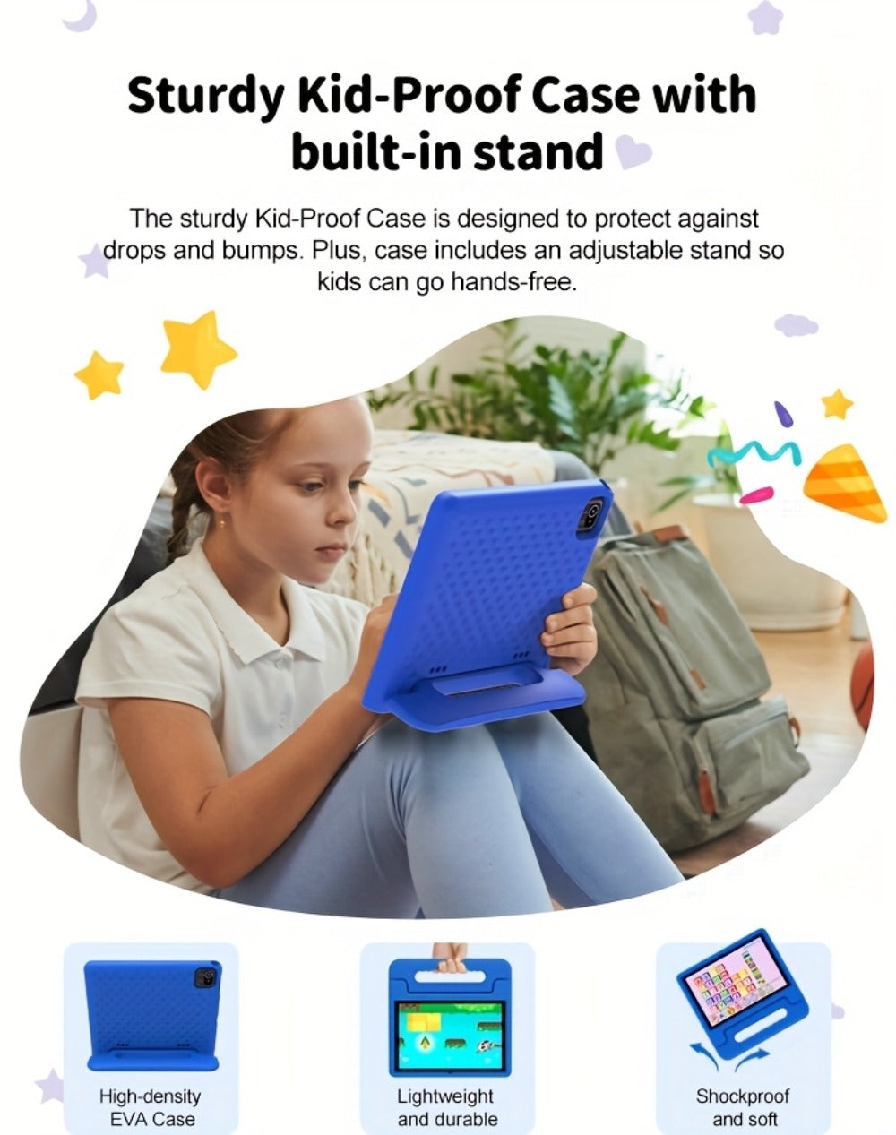 Kids Tablet 10.1 Inch with 6GB RAM, 64GB Built-In Storage, WiFi 6, 5000mAh Battery and Protective Case