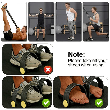 Foot-Pedal Resistance Band Puller in Black or Purple with 50, 75 or 100-Pound Checkout Labels