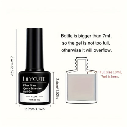 Clear Fiberglass Builder Gel 3-Pack, 7ml Bottles for Broken Nail Repair and Extensions with UV or LED Lamp Curing