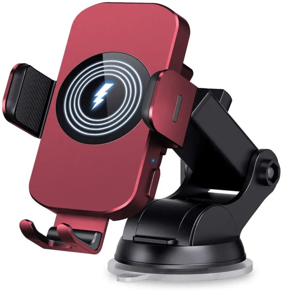 4-Color Wireless Car Charger Mount 15W Qi Auto-Clamping – Fast Wireless Charging Phone Holder for iPhone 17 16 15 14 13 12 11 Pro Max, Samsung Galaxy S24 S23 S22 S21 & All Qi Phones | Black Blue Red Gold