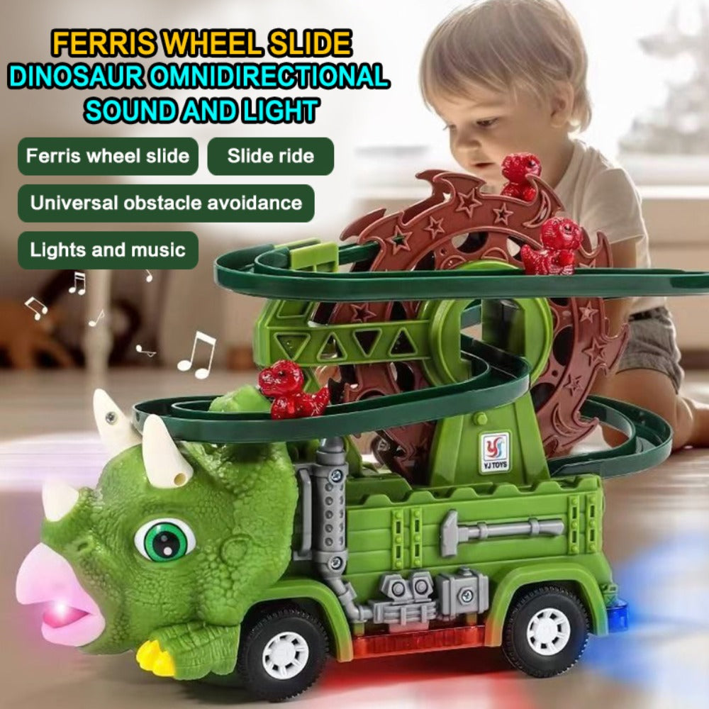 Toddler Dinosaur Track Set Orbital Triceratops Electric Stair Slide Roller Coaster Toy with Lights & Music | Sensory Learning Toy for Boys Ages 1 2 3 | Best Toddler Birthday Christmas Gift