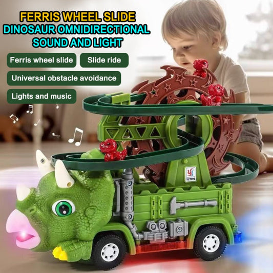 Toddler Dinosaur Track Set Orbital Triceratops Electric Stair Slide Roller Coaster Toy with Lights & Music | Sensory Learning Toy for Boys Ages 1 2 3 | Best Toddler Birthday Christmas Gift