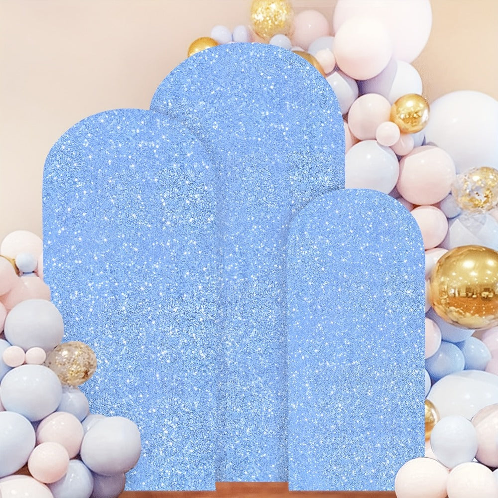 Three-Size Wedding Arch Cover Set for 4, 5 and 6-Foot Frames in Nine Metallic Sequin Color Options