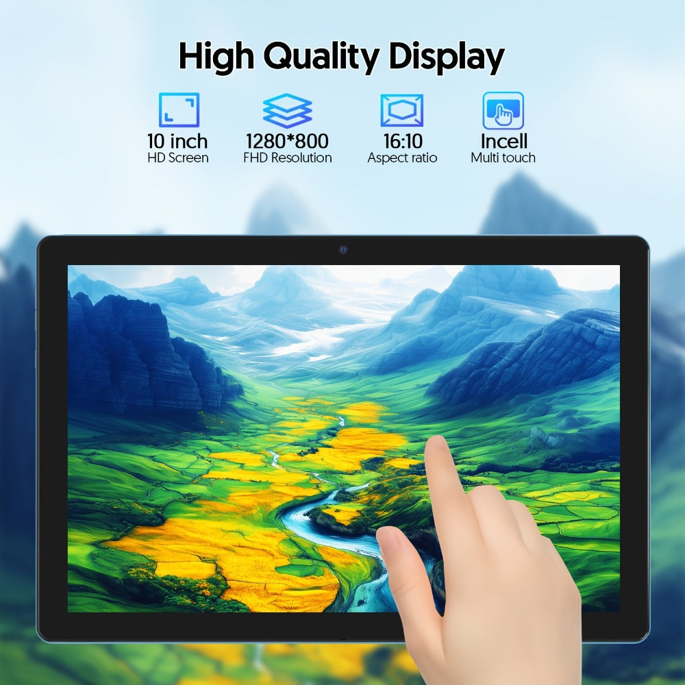 Android Tablet 10.1-Inch with Android 15, WiFi 6, 6000mAh Battery and Case or Keyboard Options