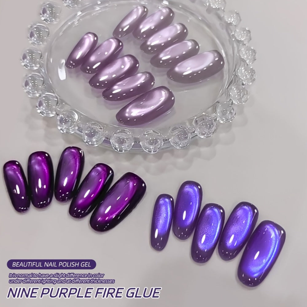 Gel Nail Polish Set with XEIJAYI Label, 4 Purple Iridescent Cat Eye Colors and M130 Gel Shade