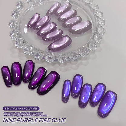 Gel Nail Polish Set with XEIJAYI Label, 4 Purple Iridescent Cat Eye Colors and M130 Gel Shade