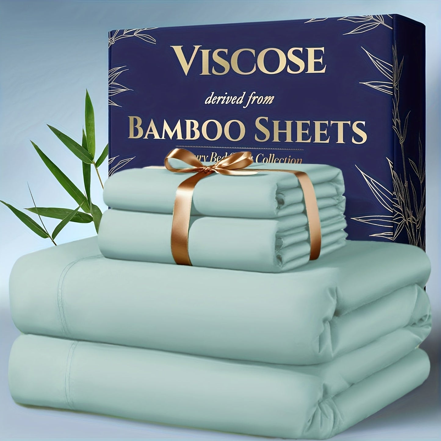 Viscose-from-Bamboo Four-Piece Sheet Set with Deep-Pocket Fitted Sheet, Twin to King Sizes and 12 Colors