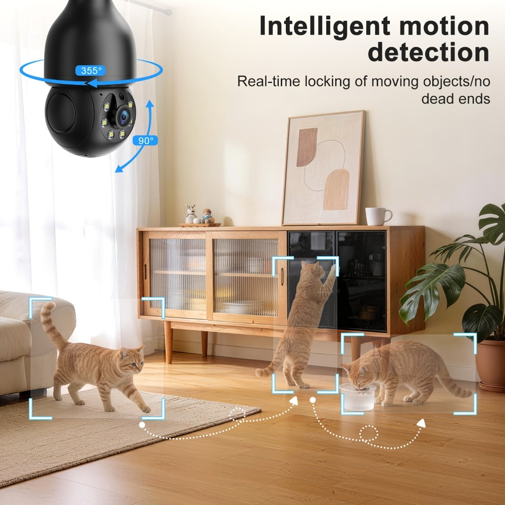 Security Camera 5MP Light-Bulb Model with Dual-Band WiFi, 360 Pan-Tilt, Color Night Vision and 1 or 2 Pack