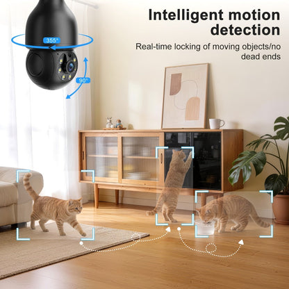 Security Camera 5MP Light-Bulb Model with Dual-Band WiFi, 360 Pan-Tilt, Color Night Vision and 1 or 2 Pack