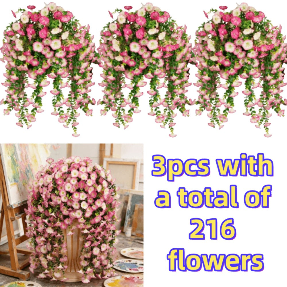 Three-Piece Artificial Rose Vine Garland with 216 Listed Flowers in Twelve Exact Color Combinations