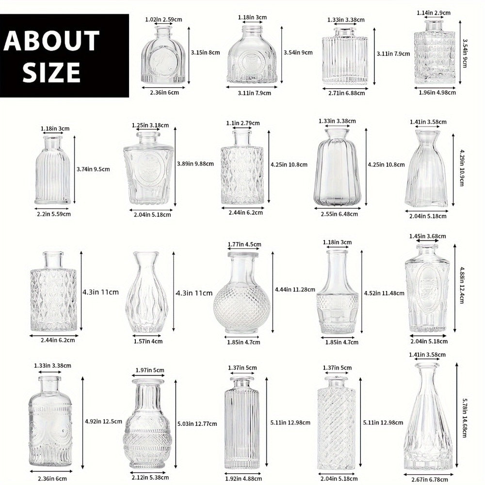 Clear Glass Bud Vase Assortment in 12-, 18-, 30-, 54- or 64-Piece Sets for Wedding and Table Displays