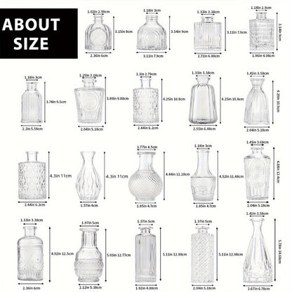 Clear Glass Bud Vase Assortment in 12-, 18-, 30-, 54- or 64-Piece Sets for Wedding and Table Displays