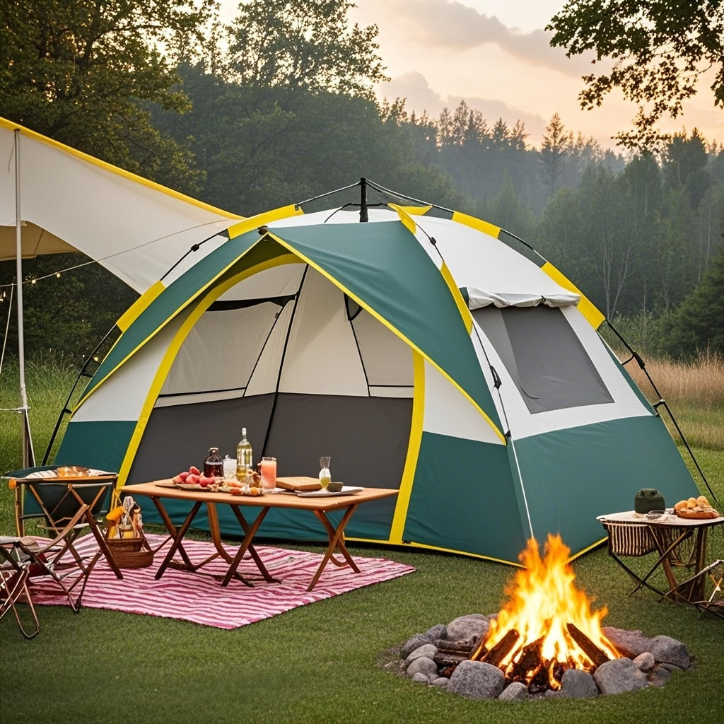 Camping Tent Automatic Pop-Up with Double Doors, Mesh Windows and Two Source-Listed Capacity Options