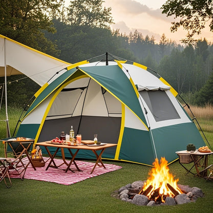 Camping Tent Automatic Pop-Up with Double Doors, Mesh Windows and Two Source-Listed Capacity Options