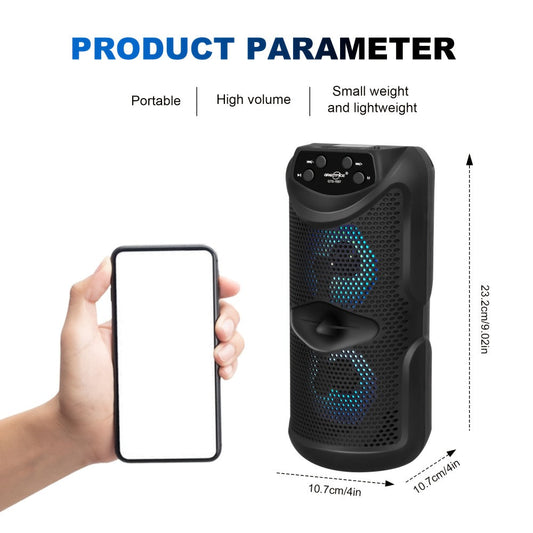 Outdoor Bluetooth 5.3 Speaker Mini with LED Light, TWS Stereo Pairing, TF Card Slot & Extended Battery, Compact Wireless Portable Speaker for Camping Hiking Beach Travel