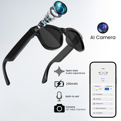 Smart Glasses Dual-Lens POV Camera Eyewear with Open-Ear Audio, Touch Control and Clear or Tinted Lenses