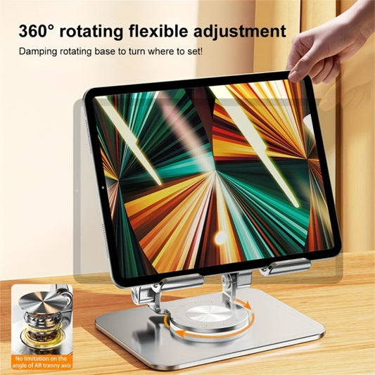 360 Degree Rotating Tablet Phone Stand Foldable, Portable Lightweight Desktop Lazy Stand with Fast Heat Dissipation, Multi-Angle Adjustable Holder for iPad iPhone Samsung Tablet & All Phones