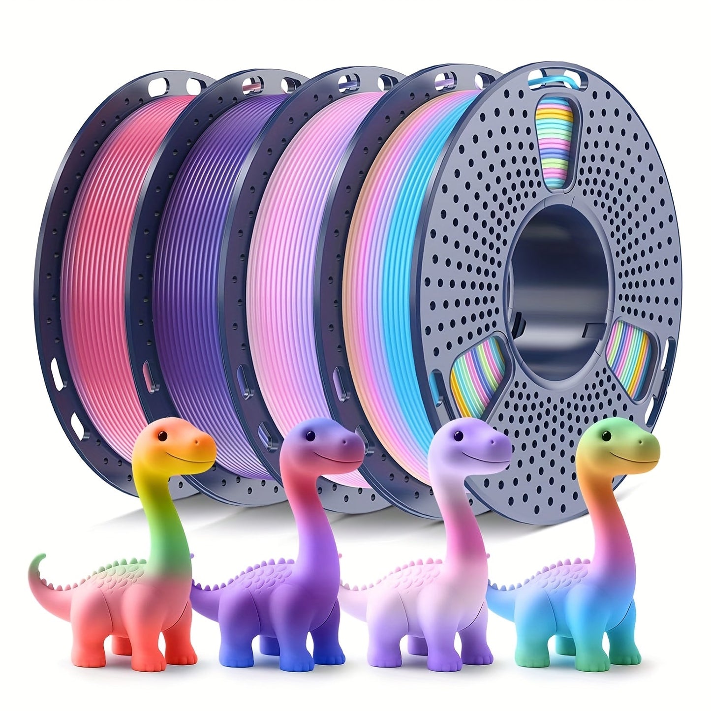 3D Printer Filament SUNLU Rainbow PLA 1.75mm Four-Roll Bundle with 250g Spools and 8m Color-Change Label