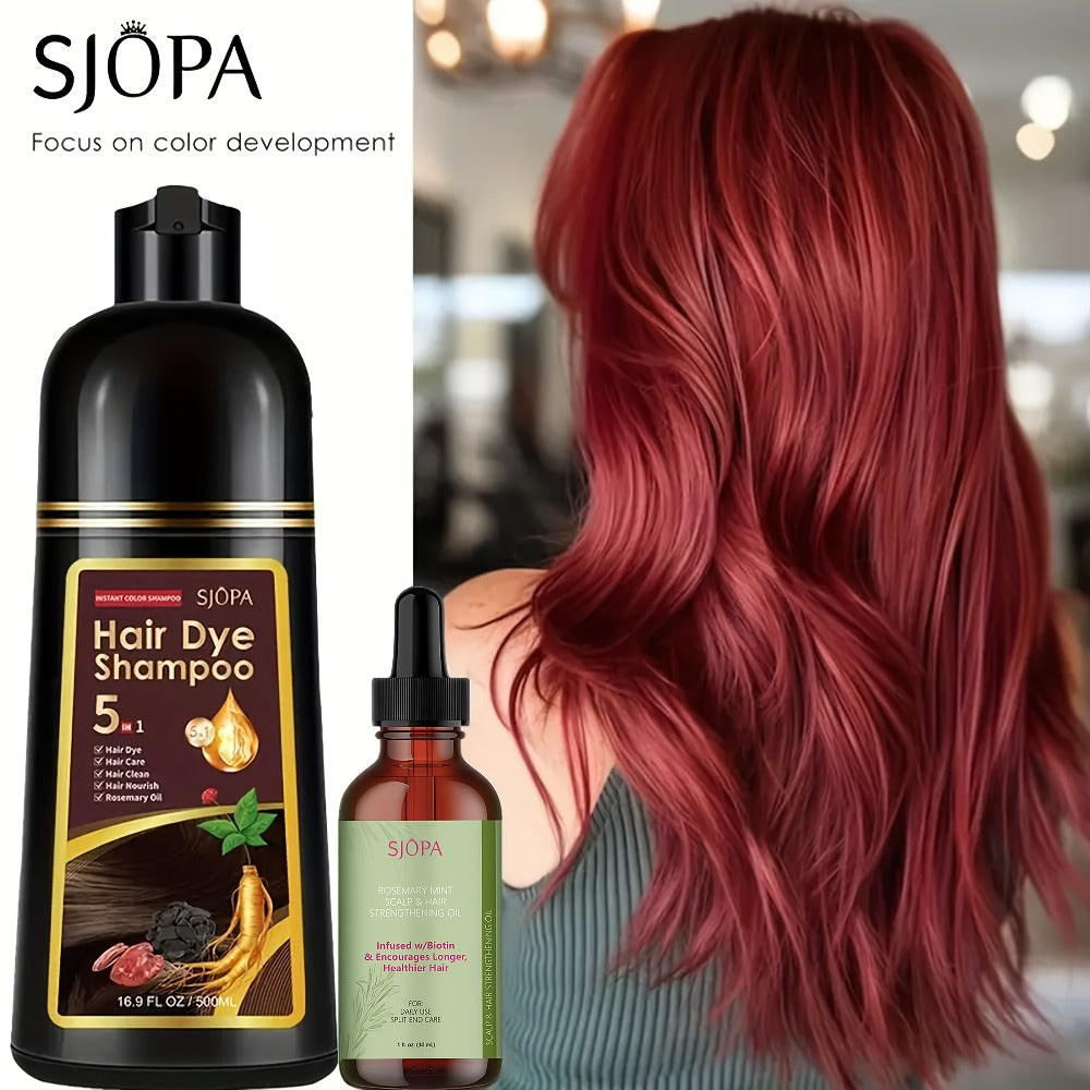 Hair Color Shampoo 5-in-1 Instant Gray Coverage Color Dyeing Conditioner 16.9oz – SJOPA No Ammonia Safe Natural Formula 12 Shades Unisex Men Women