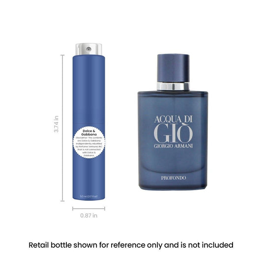 Acqua di Gio Profondo EDP Travel Spray for Men 5ml - Giorgio Armani Aquatic Mineral Cologne, Bergamot Sea Notes Musk Long Lasting Designer Fragrance Portable Atomizer