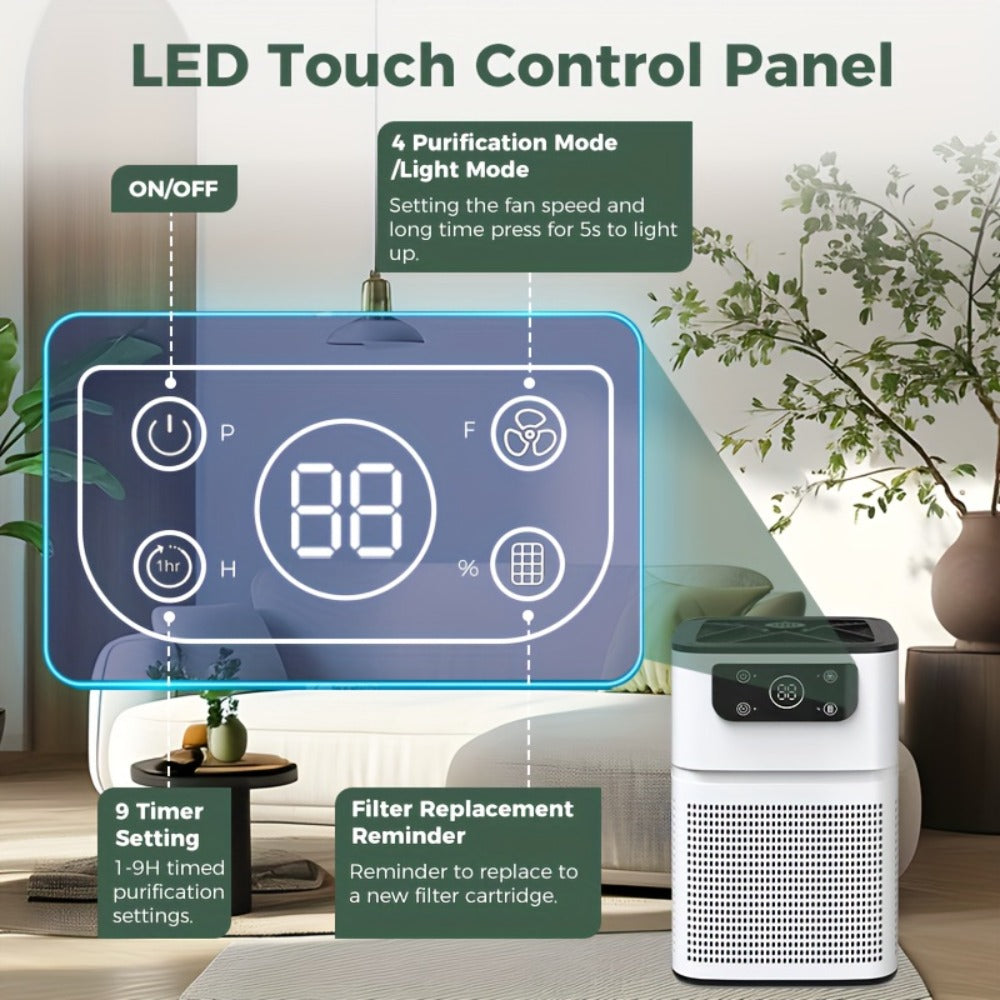Air Purifier with HEPA Filter, Aroma Function, Quiet Sleep Mode and Compact White Room Design