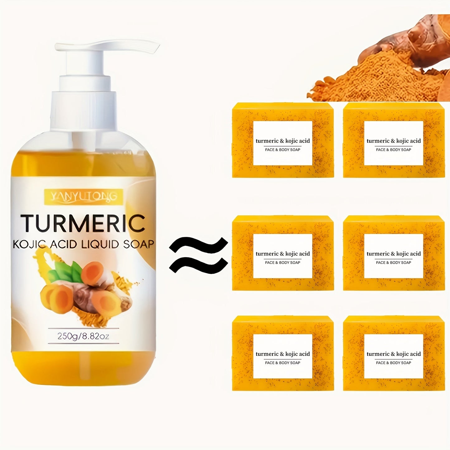 250 g Turmeric and Kojic Acid-Labeled Liquid Soap in Single Checkout Option for Face and Body Washing