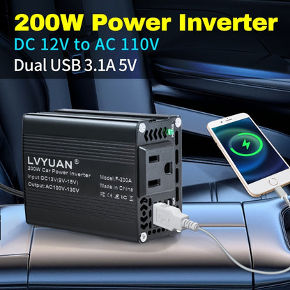 Car Power Inverter 500W 12V to 110V AC Outlet Converter with QC3.0 USB Port for Vehicle Boat Truck RV Portable Auto Power Adapter 200W Rated American Standard Socket Black Red