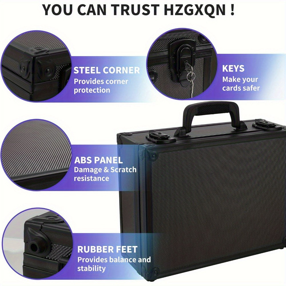 Locking Trading Card Storage Case with Foam Dividers, Carry Handle and Standard or Mini Size Options
