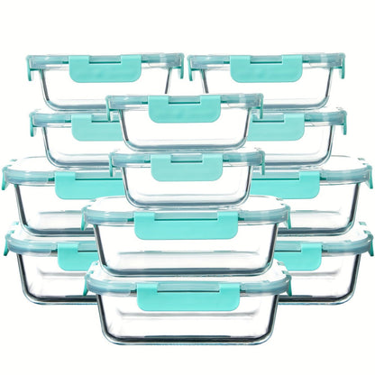 Glass Food Storage Containers with Airtight Lids - Borosilicate Glass Meal Prep Containers Set, Microwave Dishwasher Freezer Safe, BPA Free, Leak Proof Lunch Containers for Kitchen