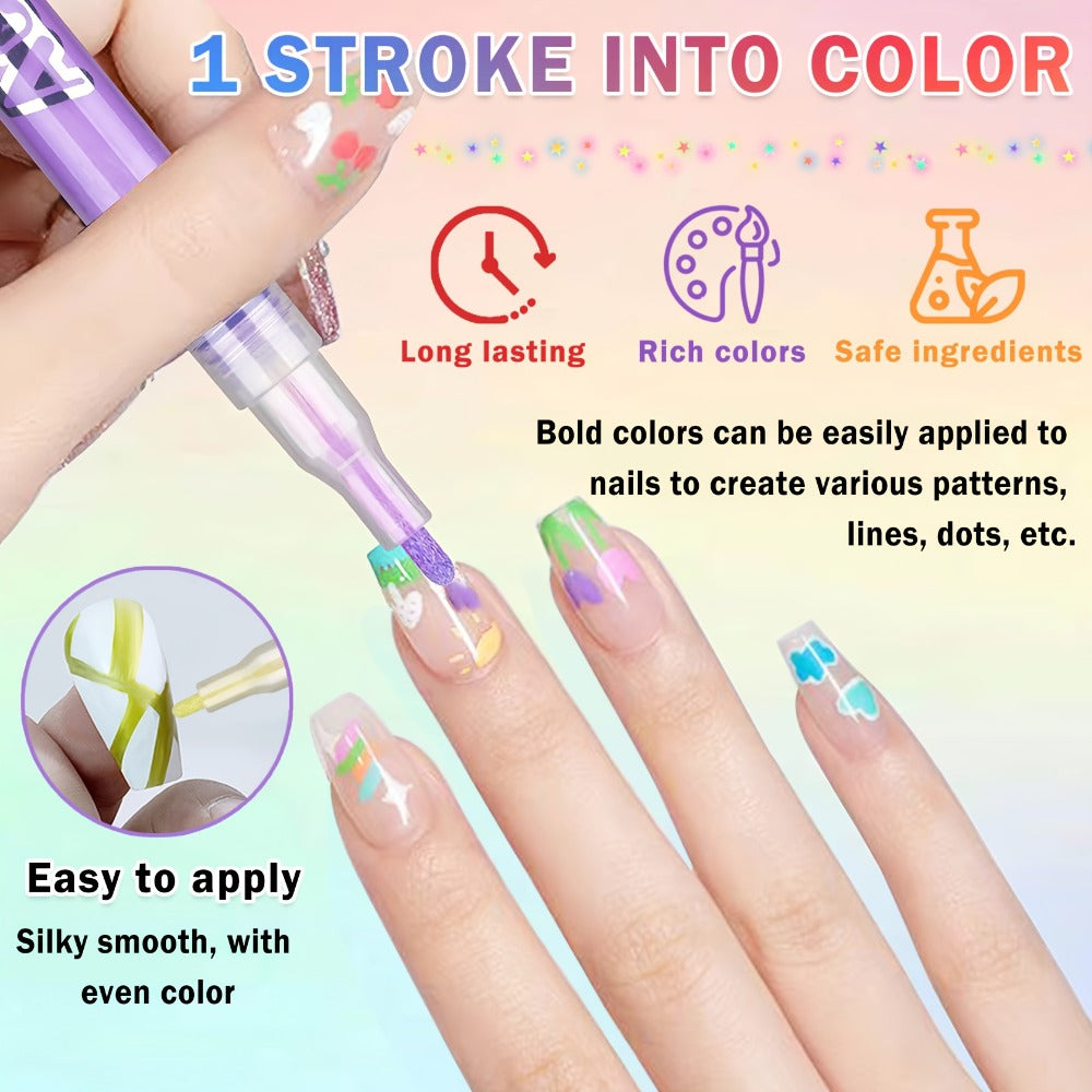 Nail Art Pens 36-Color Acrylic Paint Marker Set with Fine-Liner Tips and Pump-to-Prime Pen Bodies