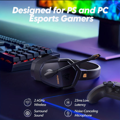 2.4GHz Wireless Gaming Earphones NUBWO G06, 7.1 Surround Sound, 23ms Ultra-Low Latency, 100H Battery