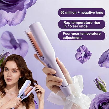 32mm Professional Curling Iron for Waves & Deep Curls with Anti-Scald Safe Temp Control — Long-Lasting Salon Curl Iron for Women, Hair Enthusiasts & Stylists, Gift for Her, Purple