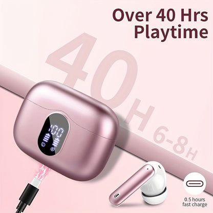 Wireless Earbuds Bluetooth 5.3 with ENC Mic, 36-Hour Playback, LED Case and IPX4 Protection