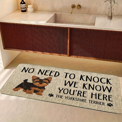 Yorkshire Terrier Floor Mat Non-Slip Polyester Rug | Linen Texture Entryway Kitchen Doormat, Unique Dog Lover Gift