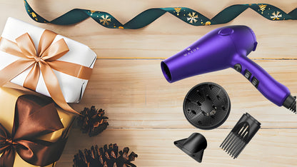 1875W Ionic Hair Dryer with Diffuser Concentrator Comb Nozzle - Professional Blow Dryer DC Motor 3 Heat 2 Speed Cool Shot Anti-Frizz Salon Quality for Women Black