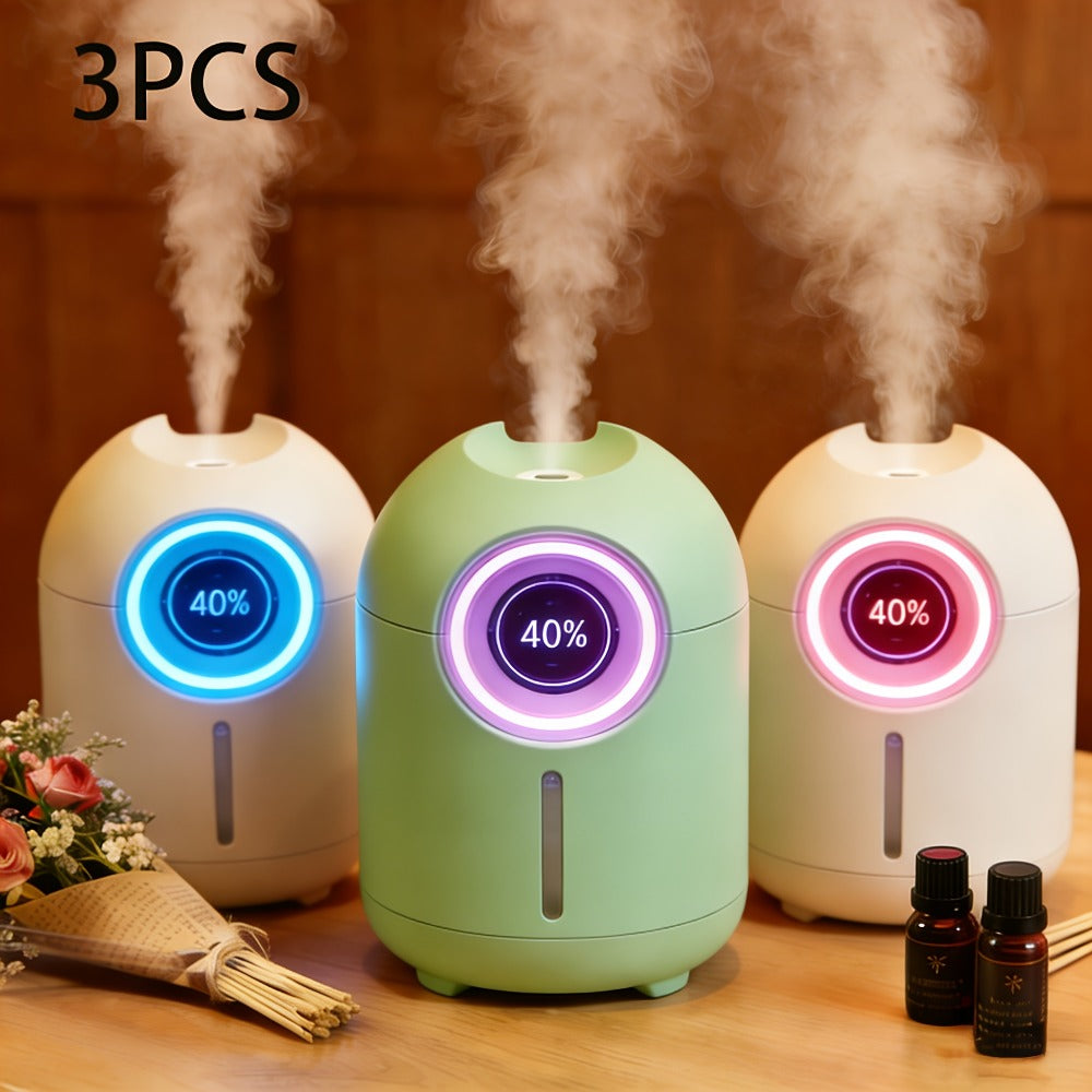 Humidifier 3-Piece Mini Set with Adjustable Mist, Soft LED Light and White-Green Color Combinations