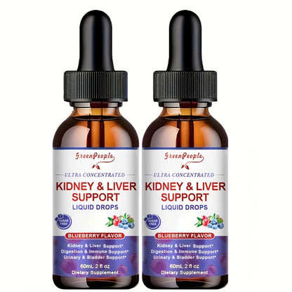 Milk Thistle Liver & Kidney Support Liquid Supplement 27-in-1 Vegan Herbal Formula — Alcohol-Free Fast-Absorbing Detox | Liver Enzyme Balance Kidney Filtration Urinary Wellness | 60ml or 120ml
