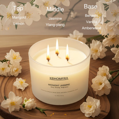 12.4oz Candle with Three Cotton Wicks, Wide Glass Jar, Gift Box and Six Fragrance Selections