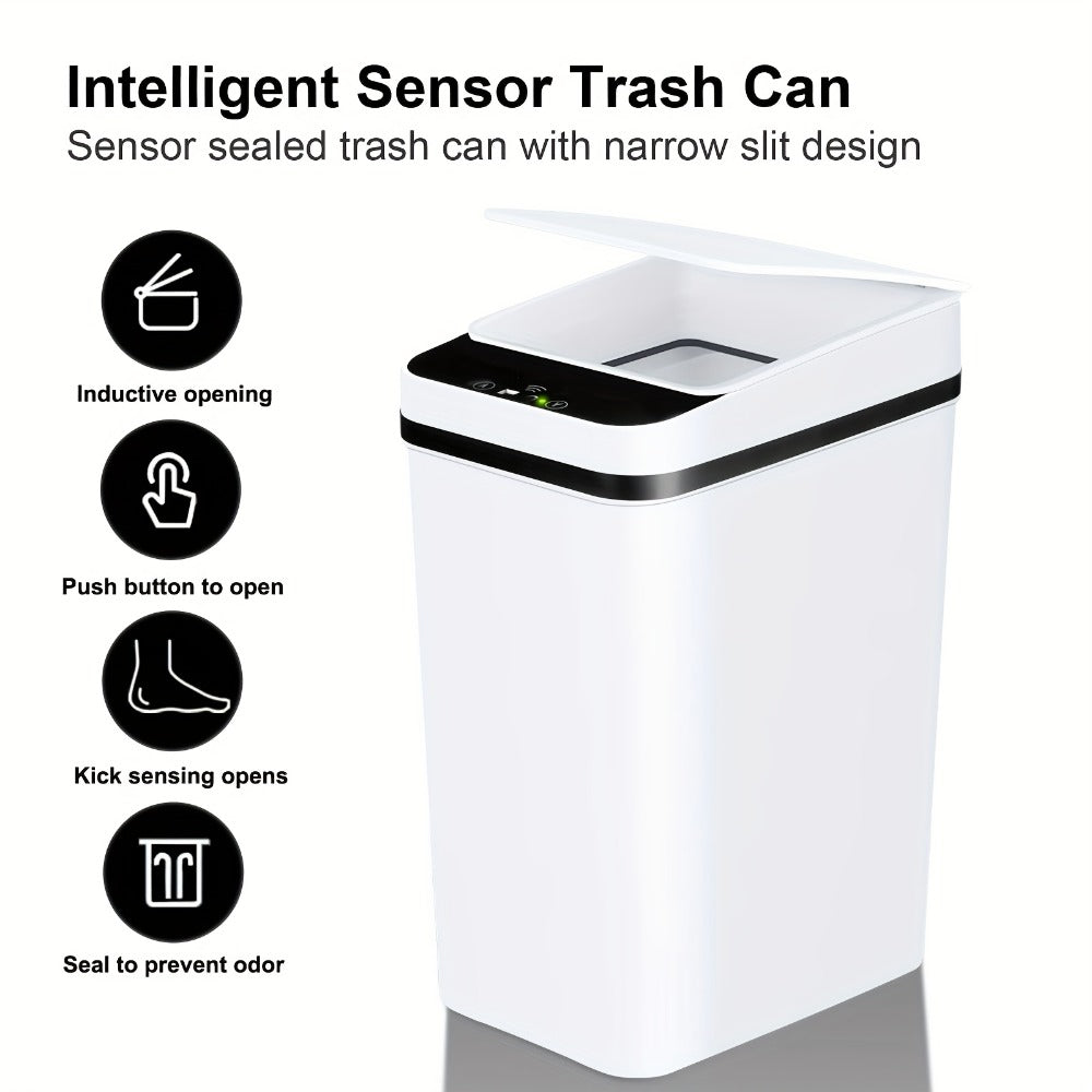 Two-Piece Motion Sensor Trash Can Set with 4.2 and 2.6-Gallon Narrow Bins in White or Black