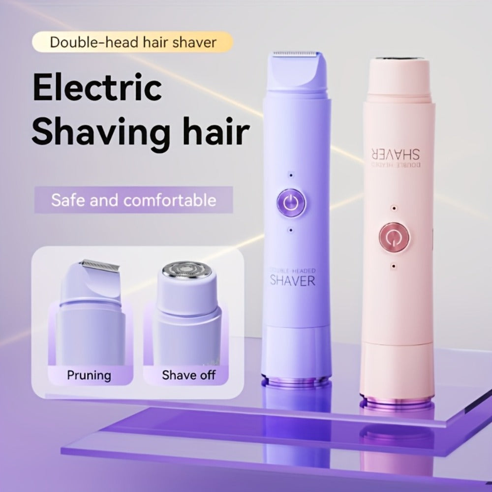 Electric Epilator for Women Double Head USB Rechargeable Painless Hair Removal Shaver Bikini Trimmer Body Private Area Grooming Device