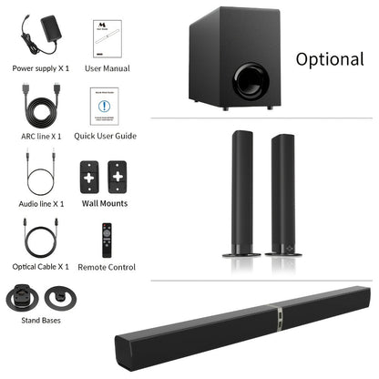 2-in-1 Separable TV Soundbar with Subwoofer – Surround Home Theater Sound Bar for Smart TV, ARC, Optical & AUX Connection, DSP Technology, Infrared Remote Control, Wireless Speaker System