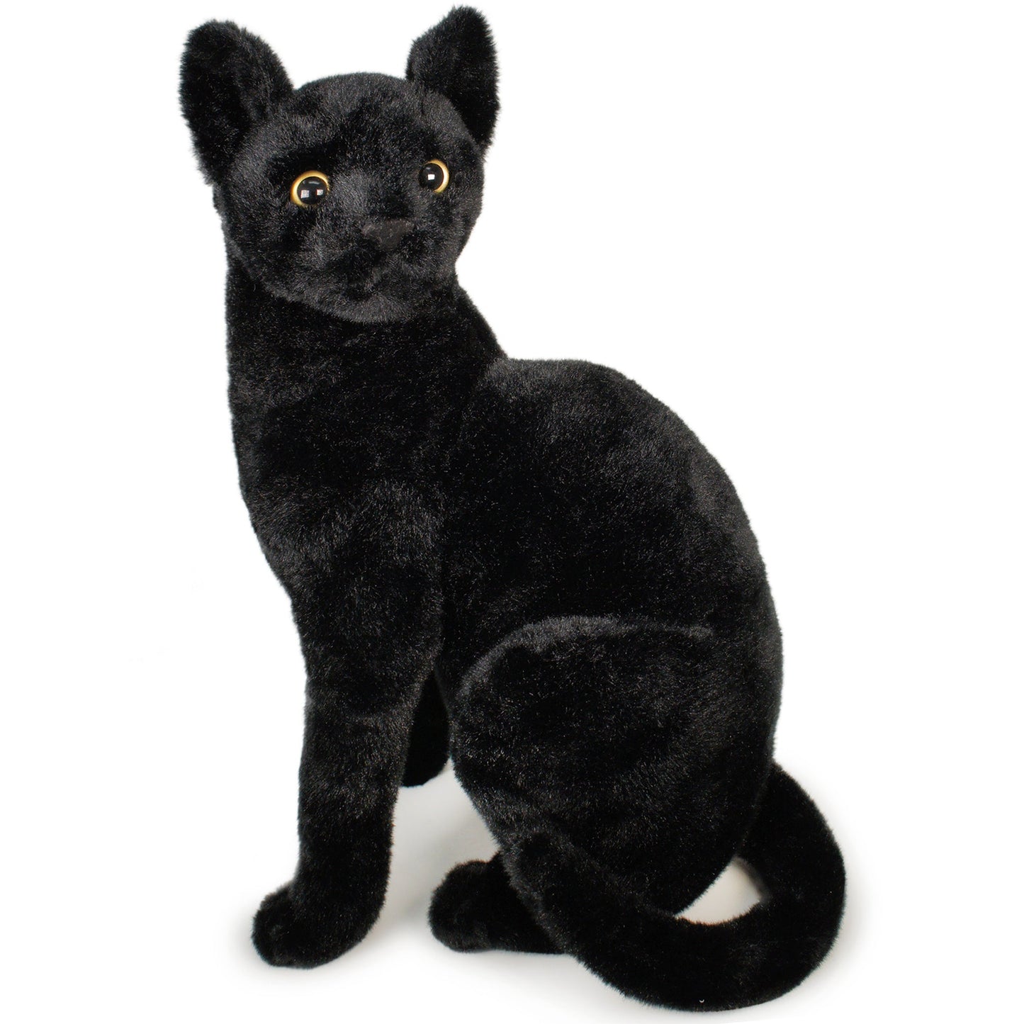 Plush Toy – Boone Black Cat 13-Inch Sitting Kitty with Green Eyes for Shelf or Room Display