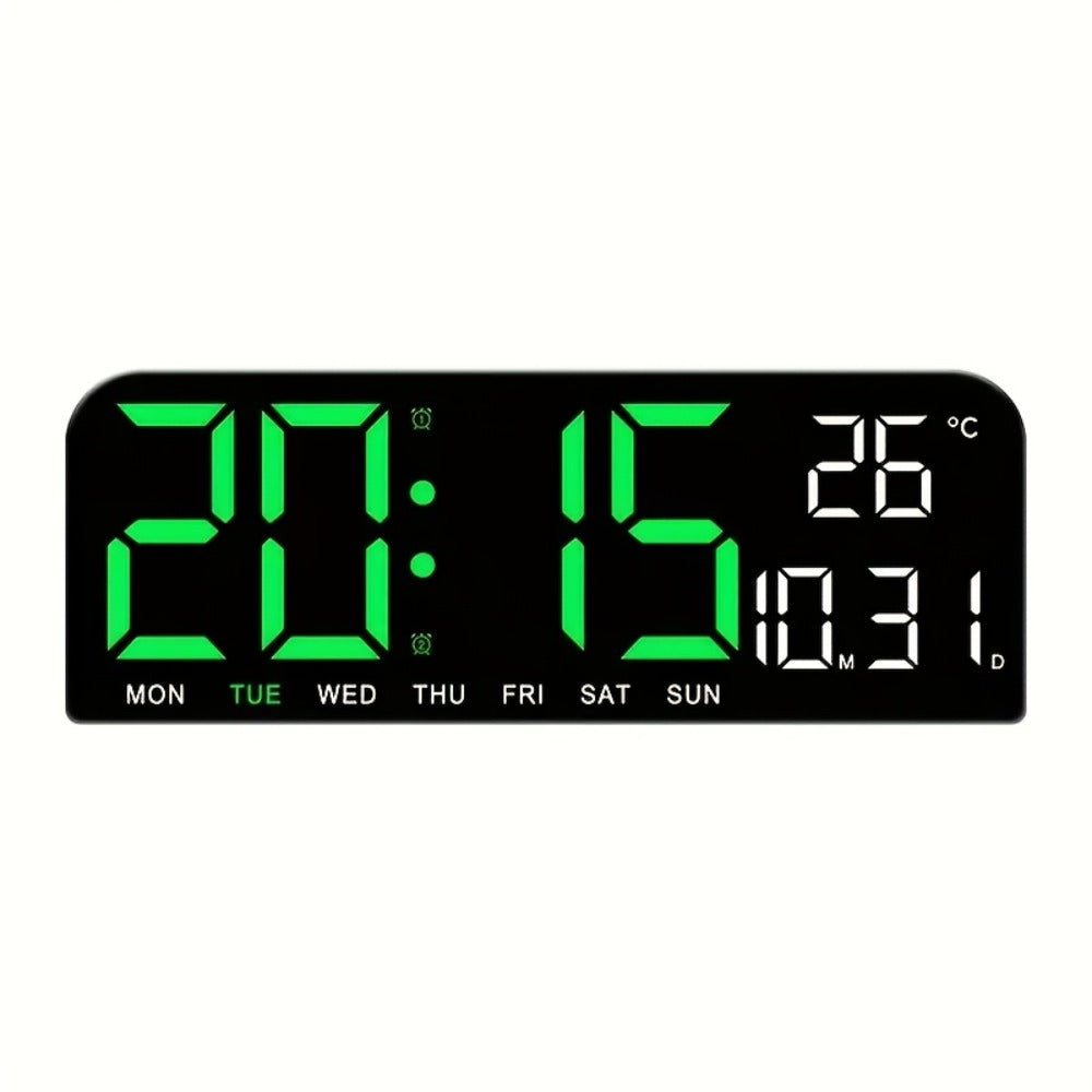 Large LED Wall and Desk Clock with Nine Display Checkouts, Calendar, Temperature and Humidity Readouts