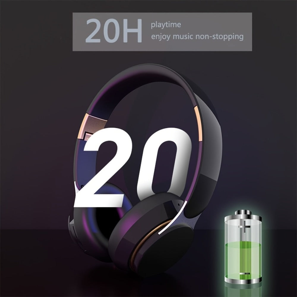 Foldable Over-Ear Wireless Headphones with FM Radio, TF Card Play & 3.5mm AUX, Built-In Mic, Soft Earpads, Portable Headset for Travel Home Office Cellphone PC, Gift for Men Women