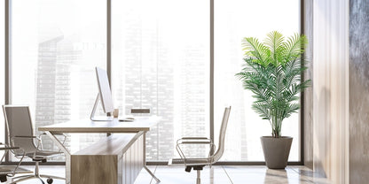 Artificial Areca Palm Tree in 4, 5 or 6-Foot Heights with Frond Count and White Planter Options