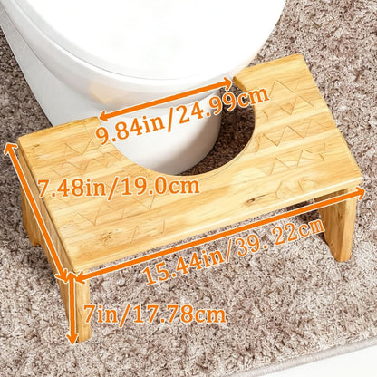 Foldable Bamboo Toilet Footstool with 7-Inch Height, Curved Opening and Anti-Slip Feet for Bathroom Use