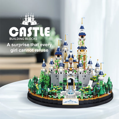 Fairytale Princess Castle Micro Building Block Set with 3,600 Pieces, 26 cm Display Base for Ages 14+