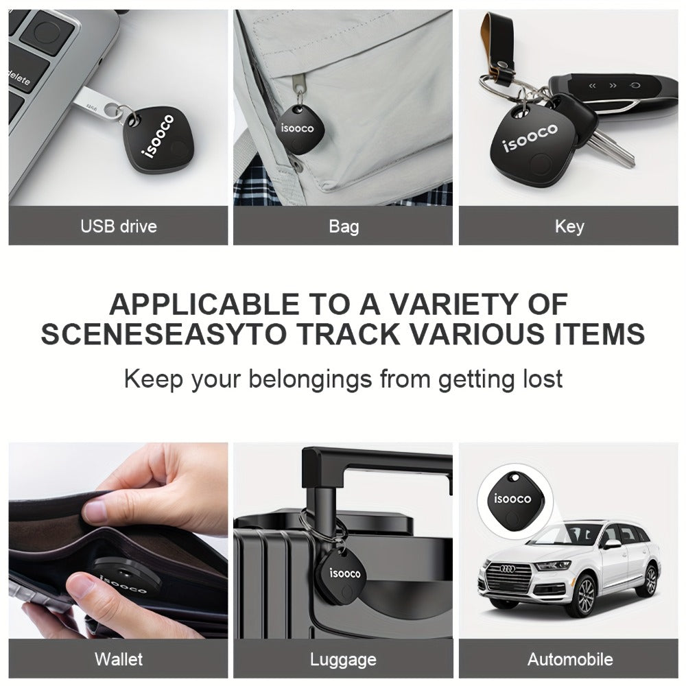 Black Mini Item Tracker Tags Six-Piece Set with Keyring Holes and One 6-Pack Checkout Pictured