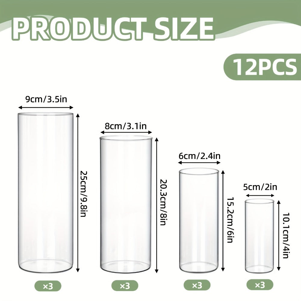 Clear Cylinder Vase Set in Four Heights with Twelve-, Twenty-Four- or Forty-Eight-Piece Quantities