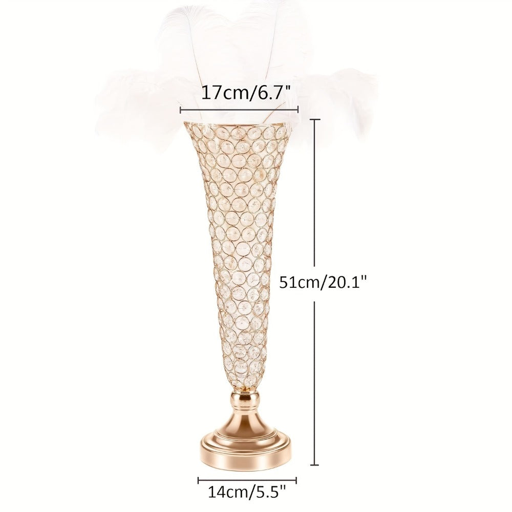 Crystal-Style Trumpet Decorative Vase Set in Gold or Silver and Two- or Ten-Piece Options for Home and Everyday Use